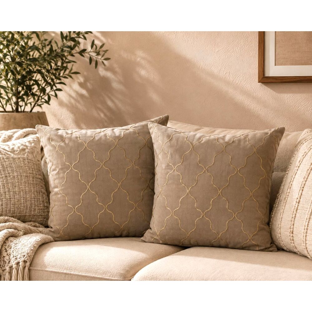 2 Rodeo Home Feather Throw Square Pillows Geometric Brown and Gold Size 20x20